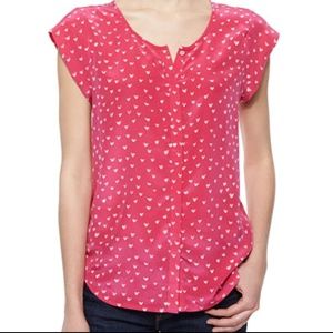 Joie Iva Heart-Print Silk Blouse